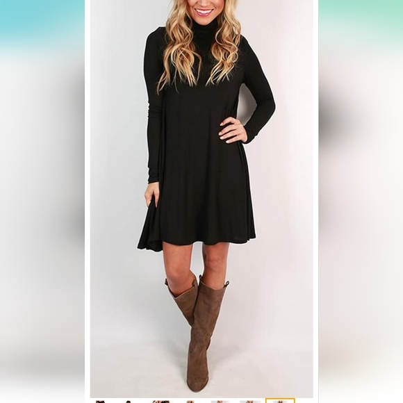 *New Keedone Women's Long Sleeve Turtleneck Casual Loose T-Shirt Dress - Picture 1 of 6